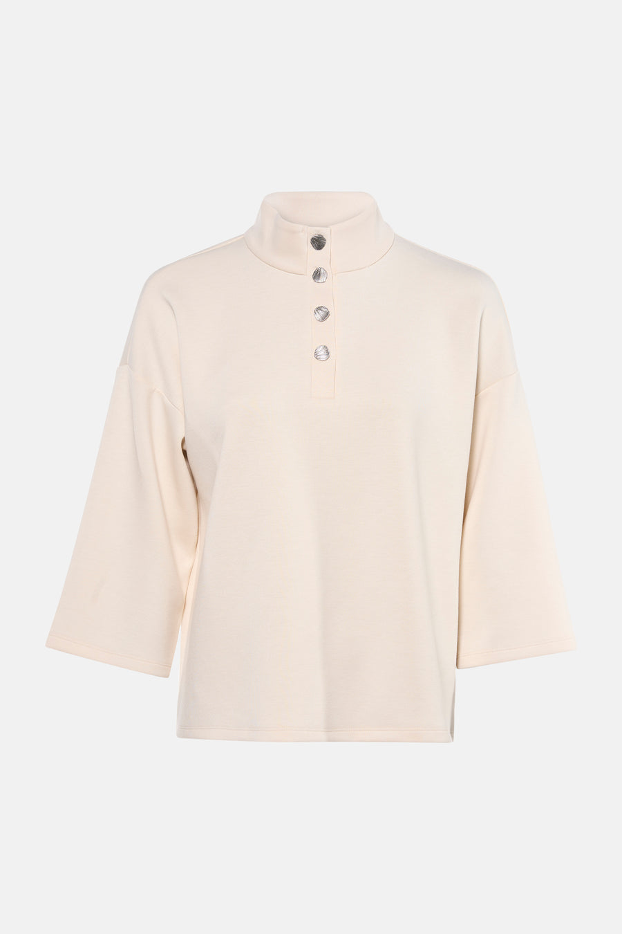 Beige sweater van VILA®, met een hoge kraag en drie decoratieve knopen.