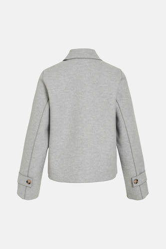 Manteau court gris de VILA® avec des manches longues et des détails de boutons, vu de l'arrière.