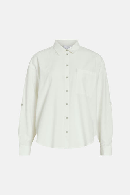 Wit overhemd met lange mouwen van VILA, met knoopsluiting en borstzak.