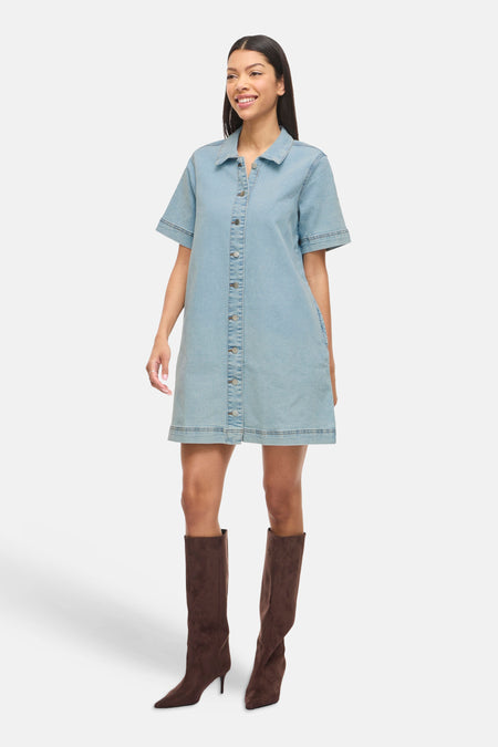 Kleedjes (korte mouwen) light blue denim - VILA®