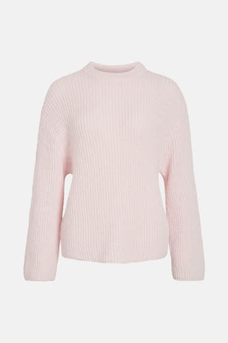 T-shirt rose avec col rond de VILA®, tissu côtelé.