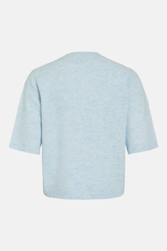 Blauw gilet van Vila, met korte mouwen en een subtiele gemêleerde textuur.