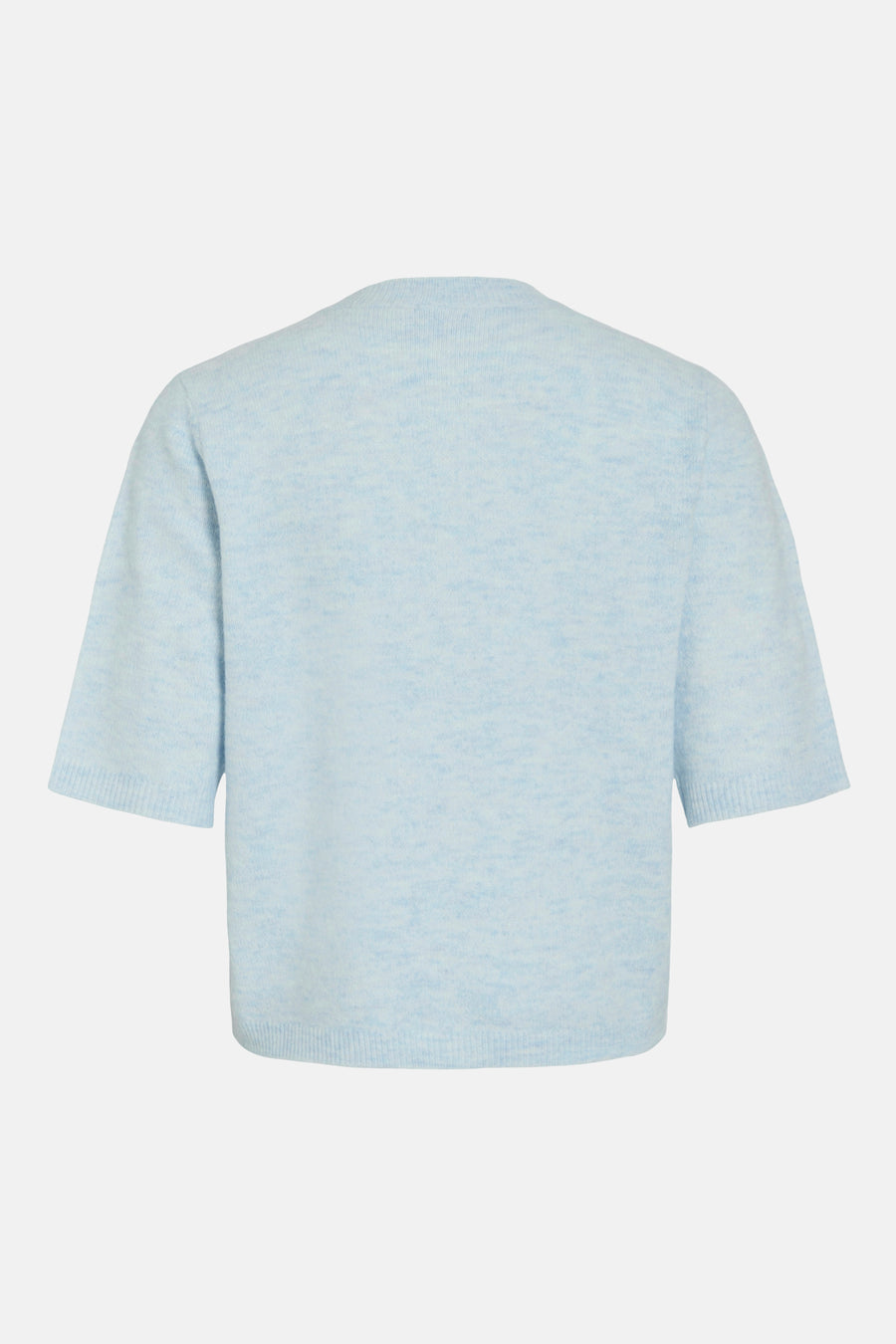 Blauw gilet van Vila, met korte mouwen en een subtiele gemêleerde textuur.