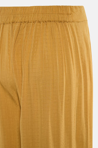 Pantalon jaune de VILA avec une taille élastique et un motif à fines carreaux.