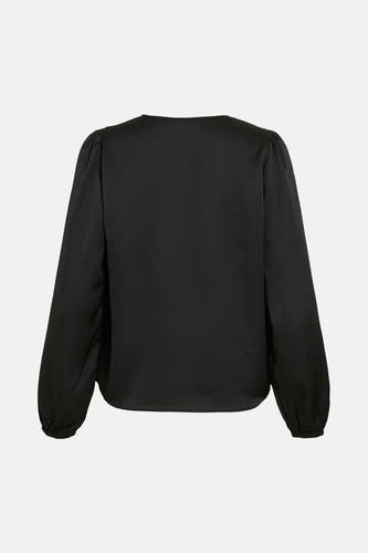 Blouse noire à manches longues de VILA®, couleur unie, avec manches longues et poignets.