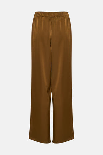 Gouden broek van VILA® met elastische tailleband en wijde pijpen.
