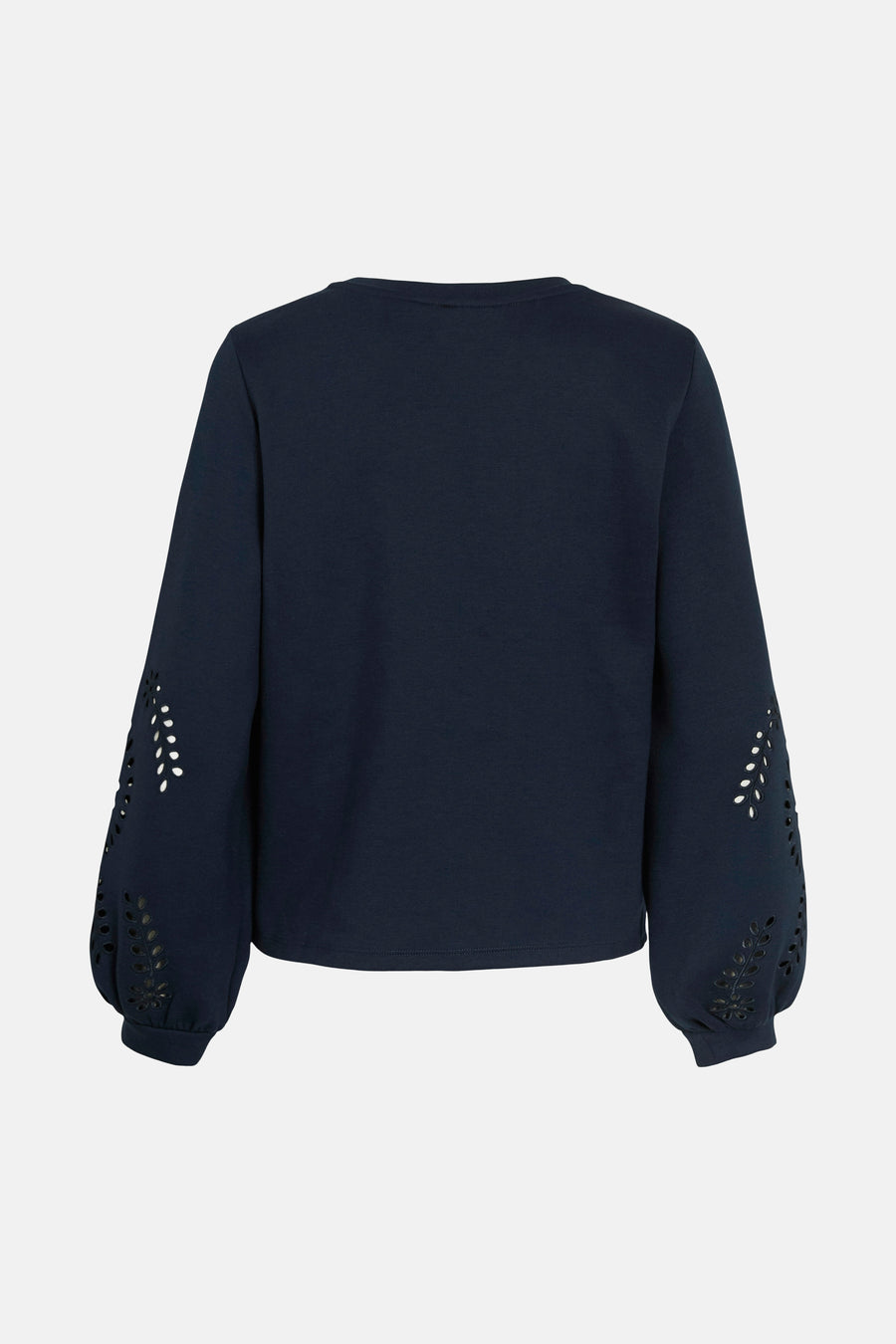 Gilet bleu avec col rond de Vila, avec des manches longues et des détails ajourés.