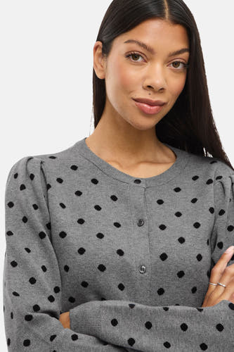 Gilet gris de VILA®, avec des taches noires et des manches longues.