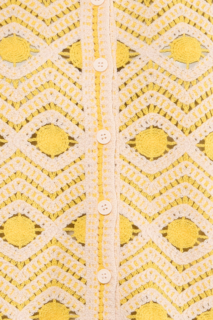 Gele gebreide gilet met witte knopen en zonnetjespatroon van VILA®