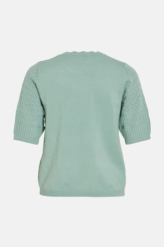 Pull vert avec col rond de VILA, à manches courtes avec motif ajouré.