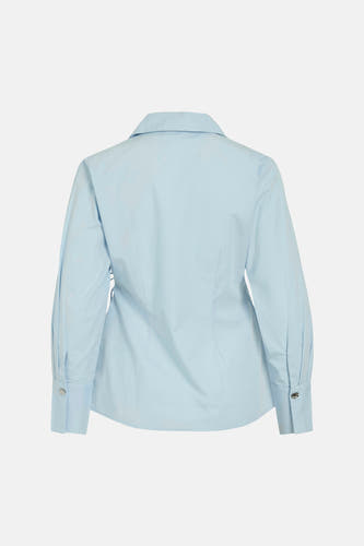Chemise bleue à manches longues de VILA®, vue de dos, avec col et poignets boutonnés.