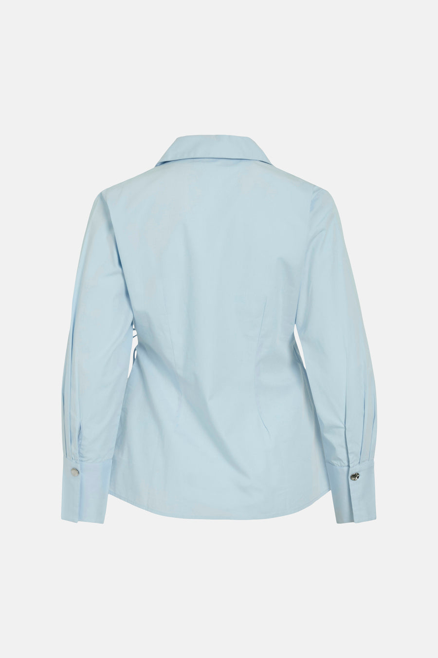 Chemise bleue à manches longues de VILA®, vue de dos, avec col et poignets boutonnés.