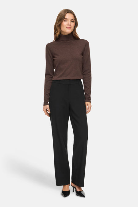 Pull met rolkraag - bruin
