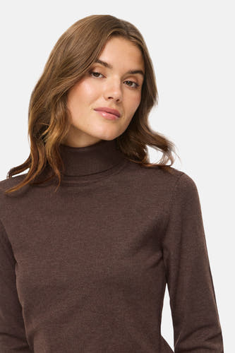 Pull met rolkraag - bruin