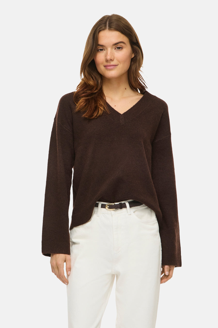 Pull col V - brun