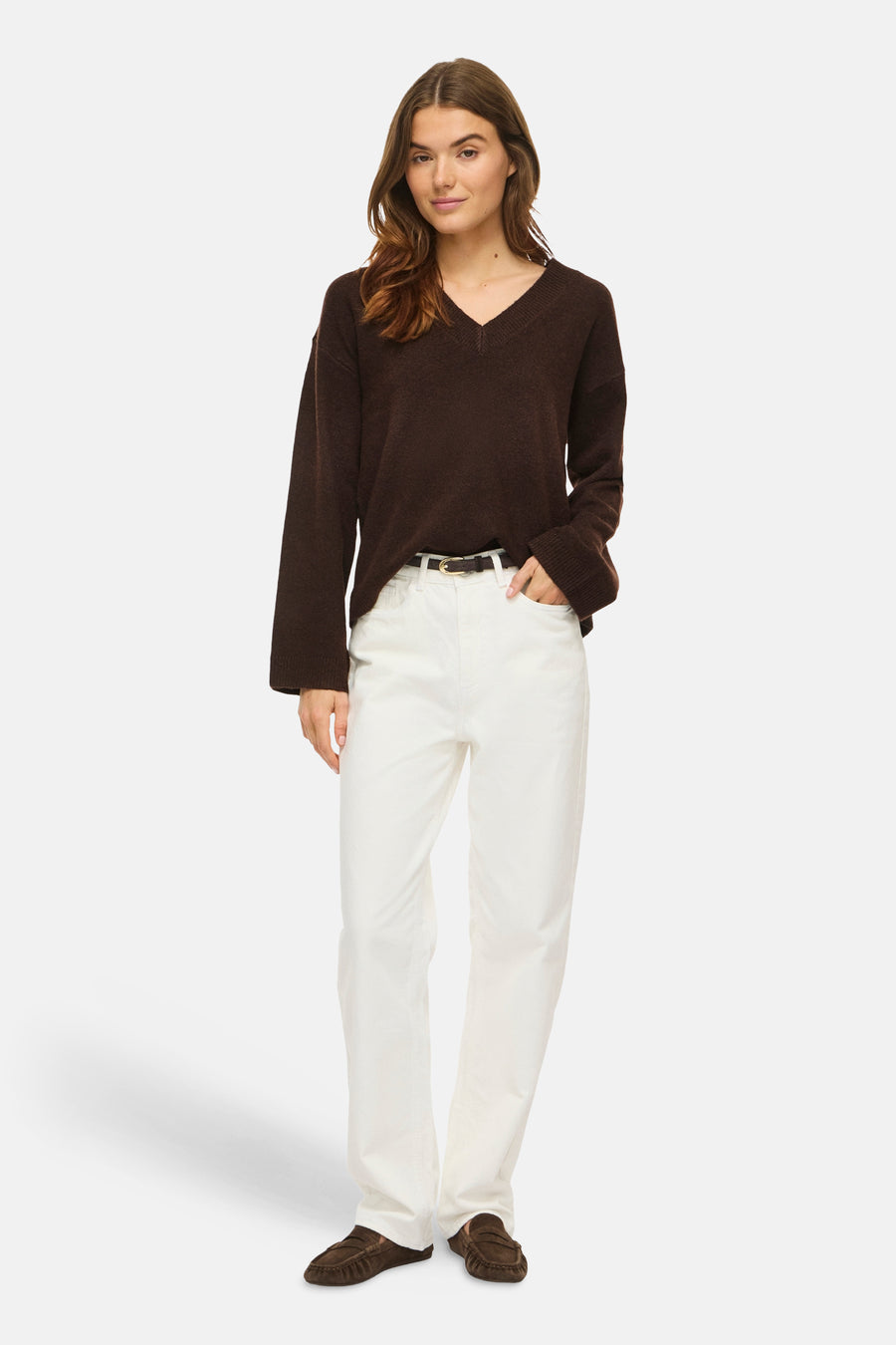 Pull col V - brun