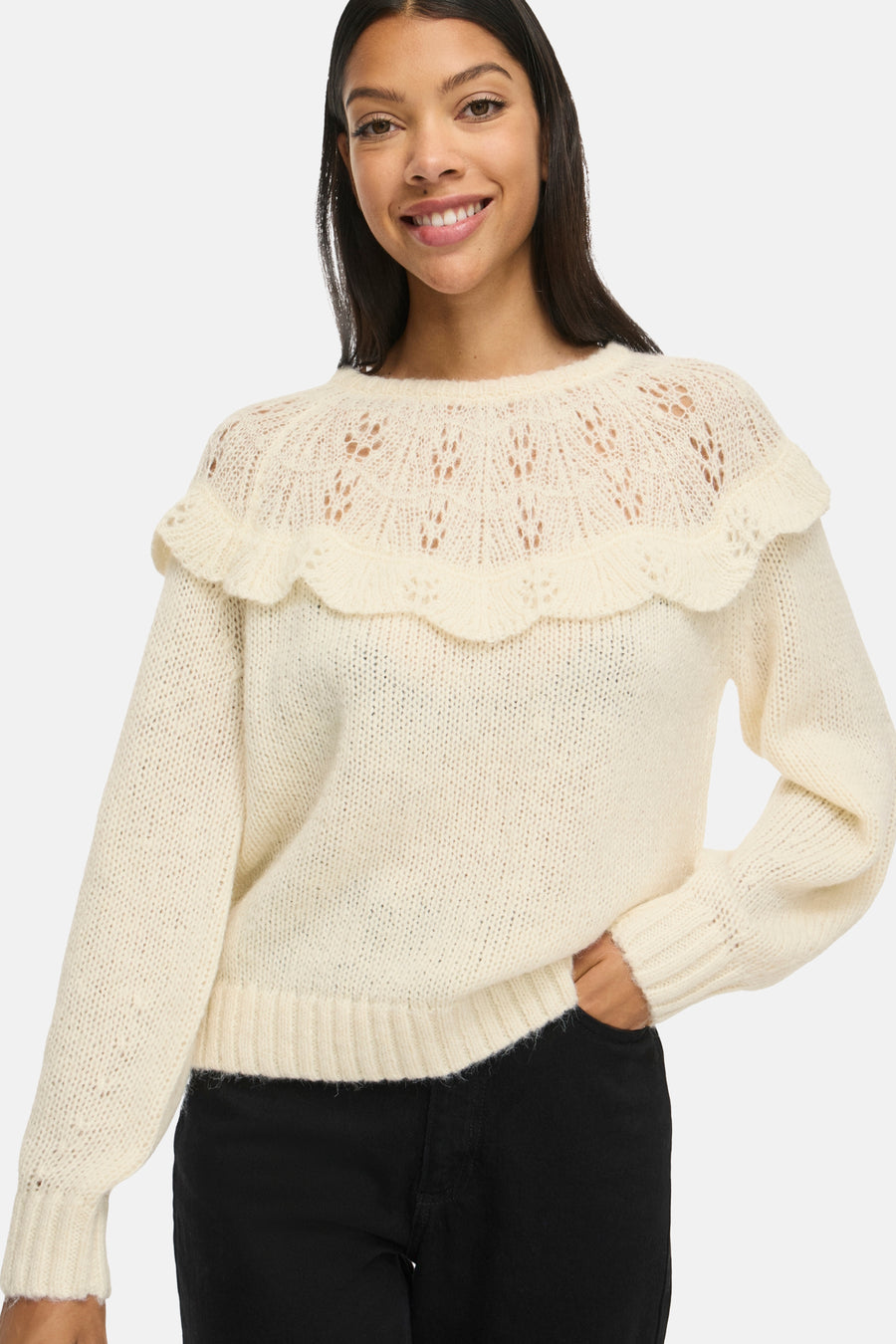Pull col O Écru - VILA®