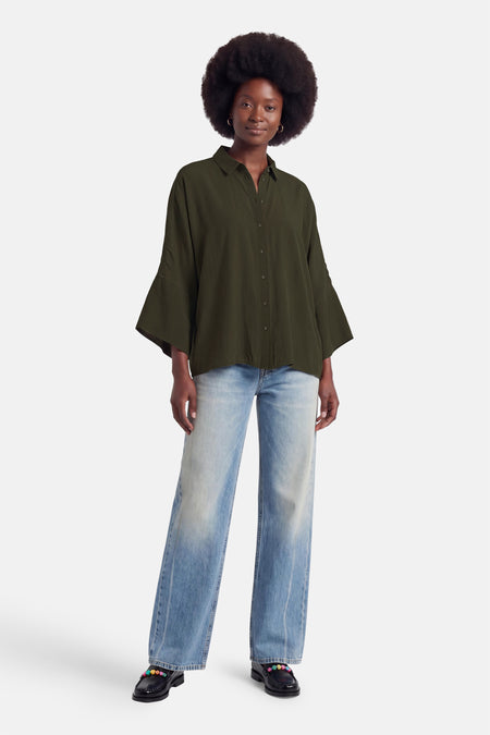Blouse met korte mouwen - groen