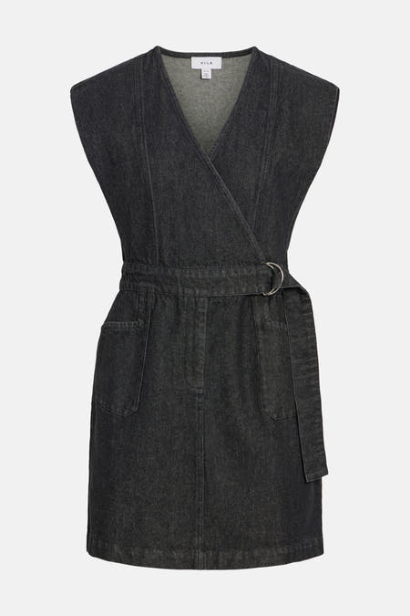 Kleedje met korte mouwen - black denim