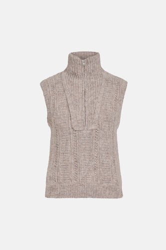 Dames tops pull zonder mouw - Natural Melange