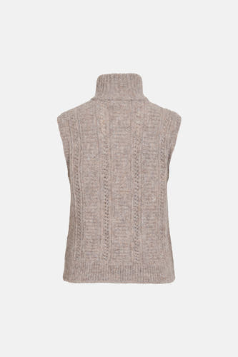 Dames tops pull zonder mouw - Natural Melange