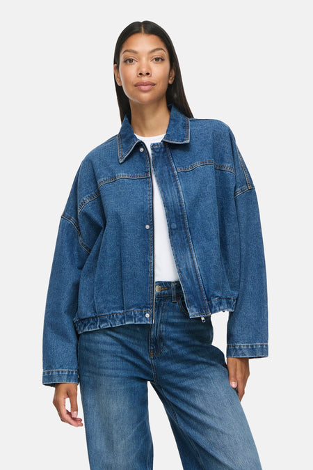 Bomber - mid blue denim