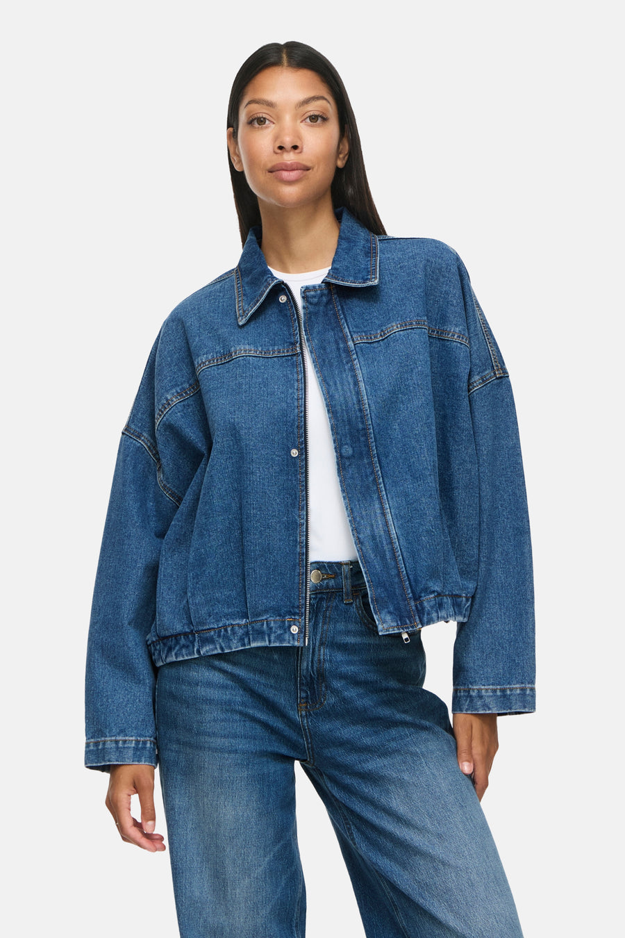 Bomberjassen mid blue denim - VILA®