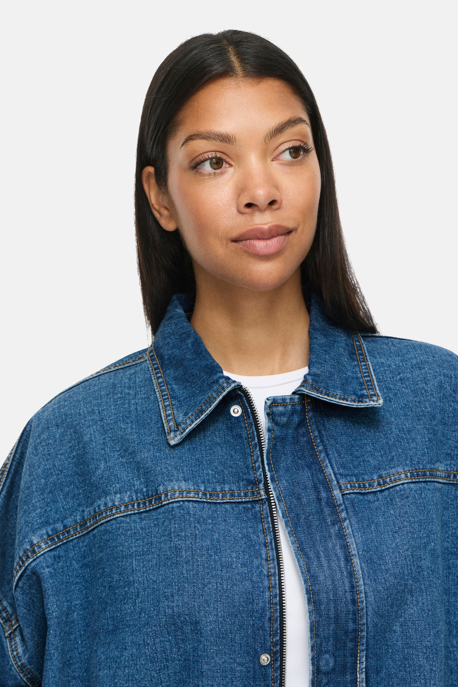 Bomberjassen mid blue denim - VILA®