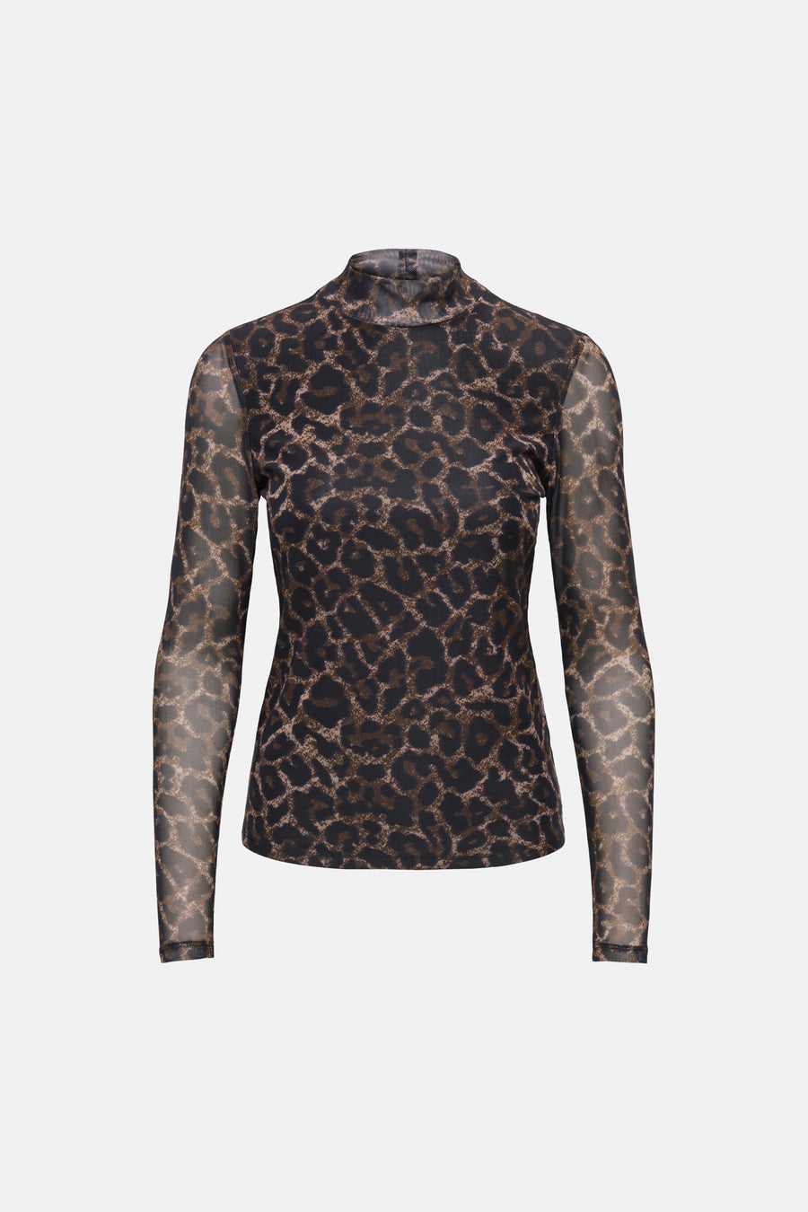 Pull à col roulé ONLY® marron et noir à motif léopard, vue de face