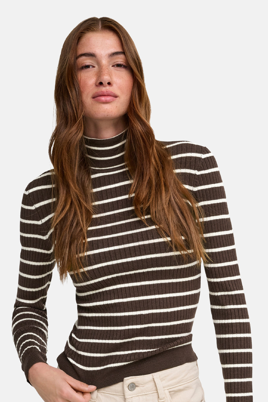 Pull col roulé brun - ONLY®