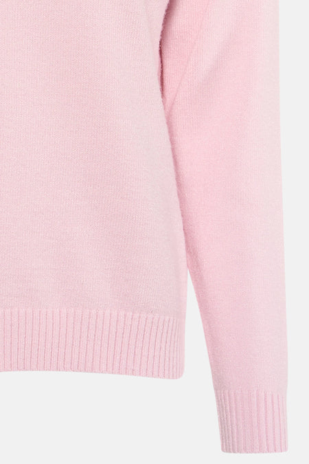 Roze trui met ronde hals van ONLY®, met een fijn gebreide textuur en geribbelde afwerking.
