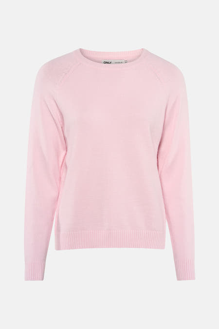 Roze trui met ronde hals van ONLY®, effen textuur en lange mouwen.
