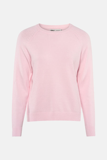 Roze trui met ronde hals van ONLY®, effen textuur en lange mouwen.