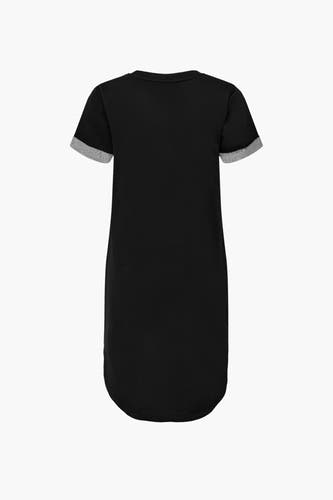 Robe noire à manches courtes de JDY, bordée de bords argentés sur les manches.
