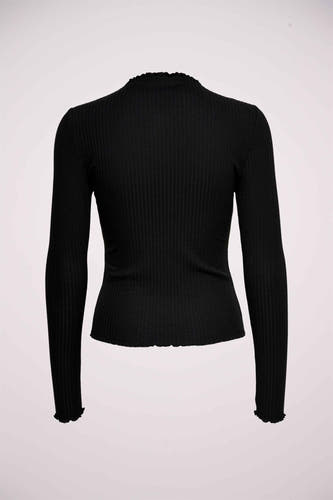 Gilet noir ONLY® avec des manches longues et une texture côtelée.