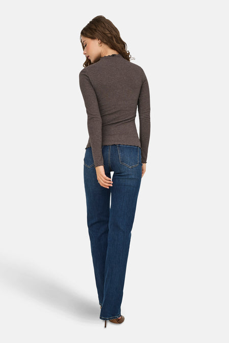 Pull met ronde hals - bruin