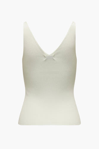 Witte tanktop van JDY met V-hals en een ribgebreide textuur.