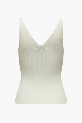 Witte tanktop van JDY, met een ribgebreide textuur en een V-hals.
