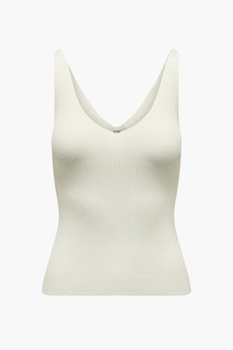 Witte tanktop van JDY met een ribgebreide textuur en een V-hals.