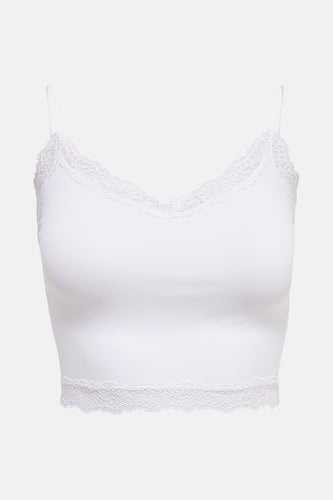 Witte crop top met kant.
