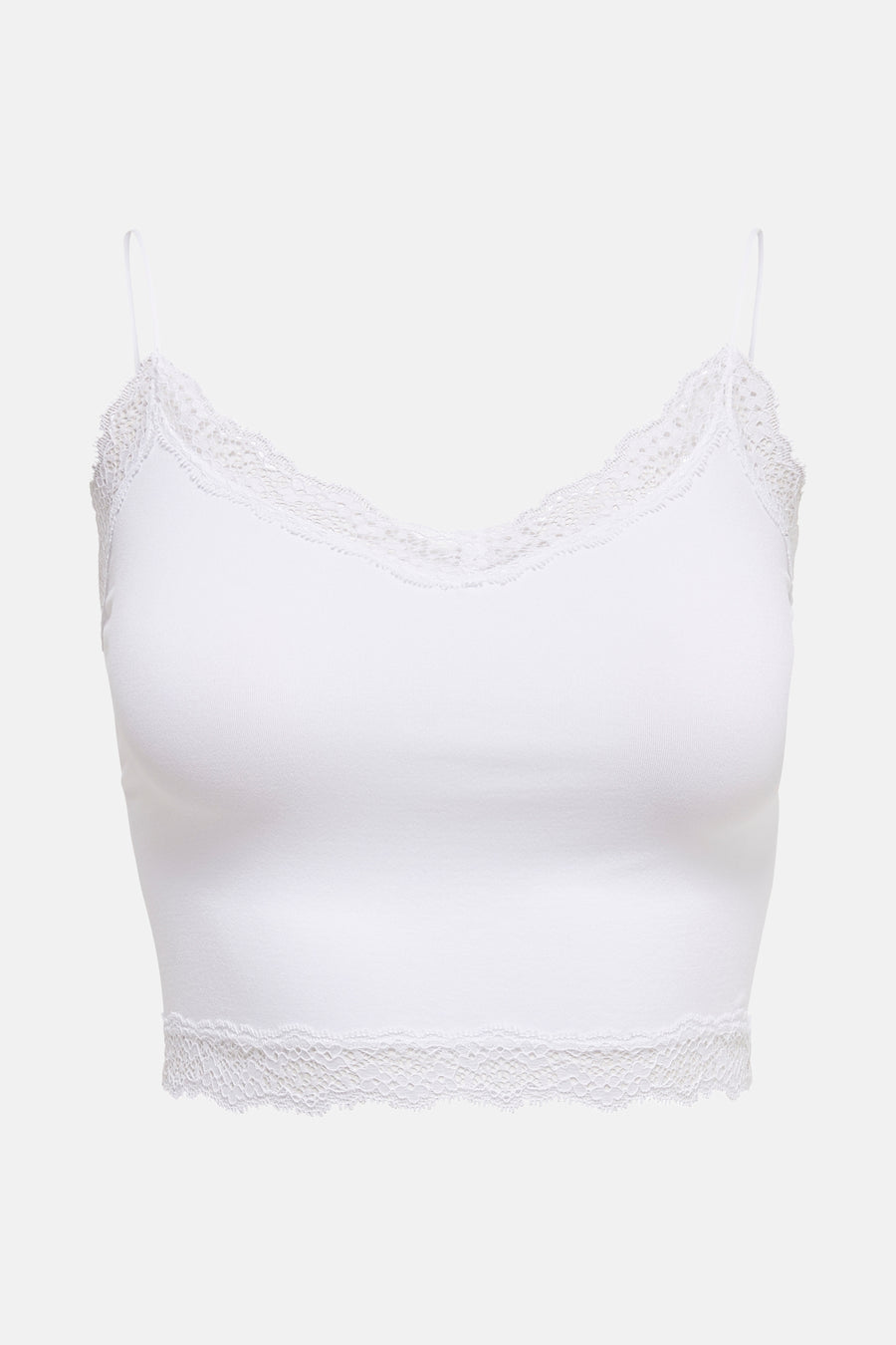 Witte crop top met kant.
