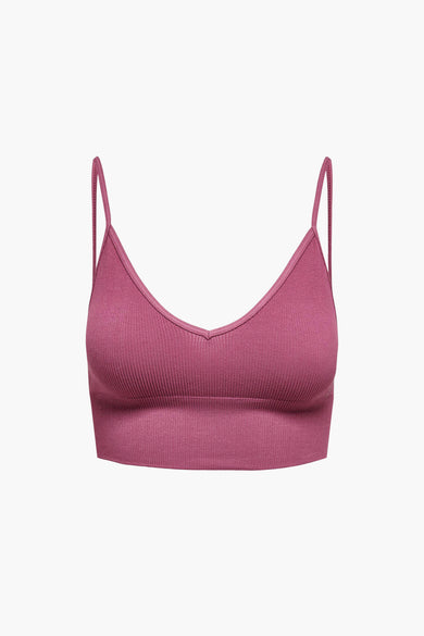 Roze beha van ONLY, met een ribstructuur en dunne bandjes.
