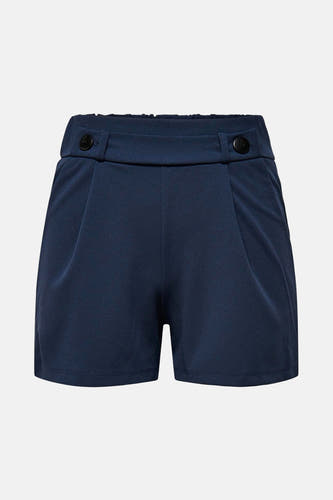 Blauwe short van JDY met knoopdetails aan de voorkant en een elastische tailleband.
