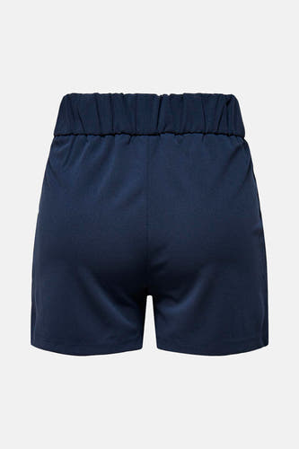 Blauwe short van JDY, met elastische tailleband en effen kleur, gezien van achteren.
