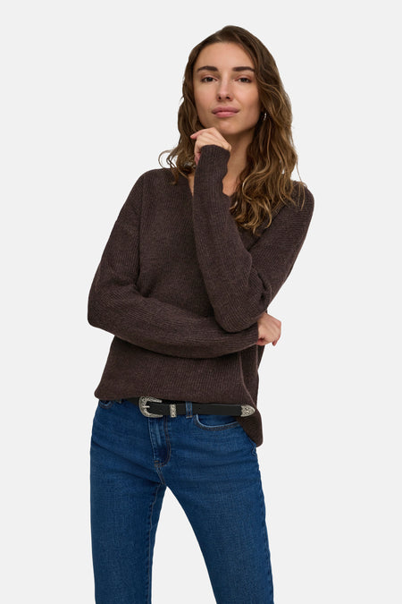 Pull V-hals - Coffee Bean