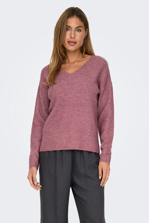 Trui met V-hals Roze - ONLY®