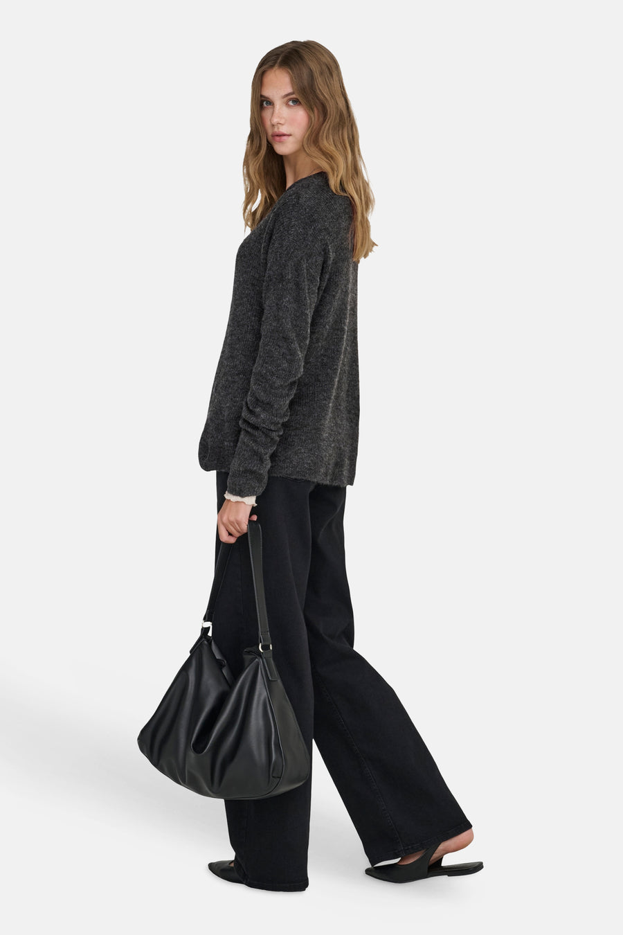Pull à col en V - gris