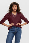 Pull met V-hals - Bordeaux