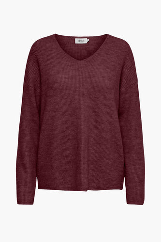 Pull met V-hals - Bordeaux - ONLY®