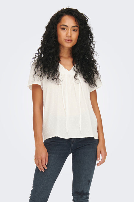 Blouse met korte mouwen - wit